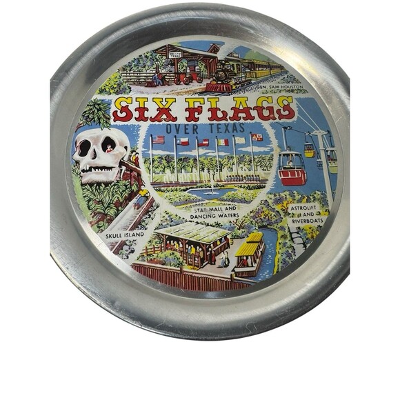 Vintage DFW Six Flags Over Texas Souvenir Decorative Plate 11” Amusement Park - Picture 2 of 14